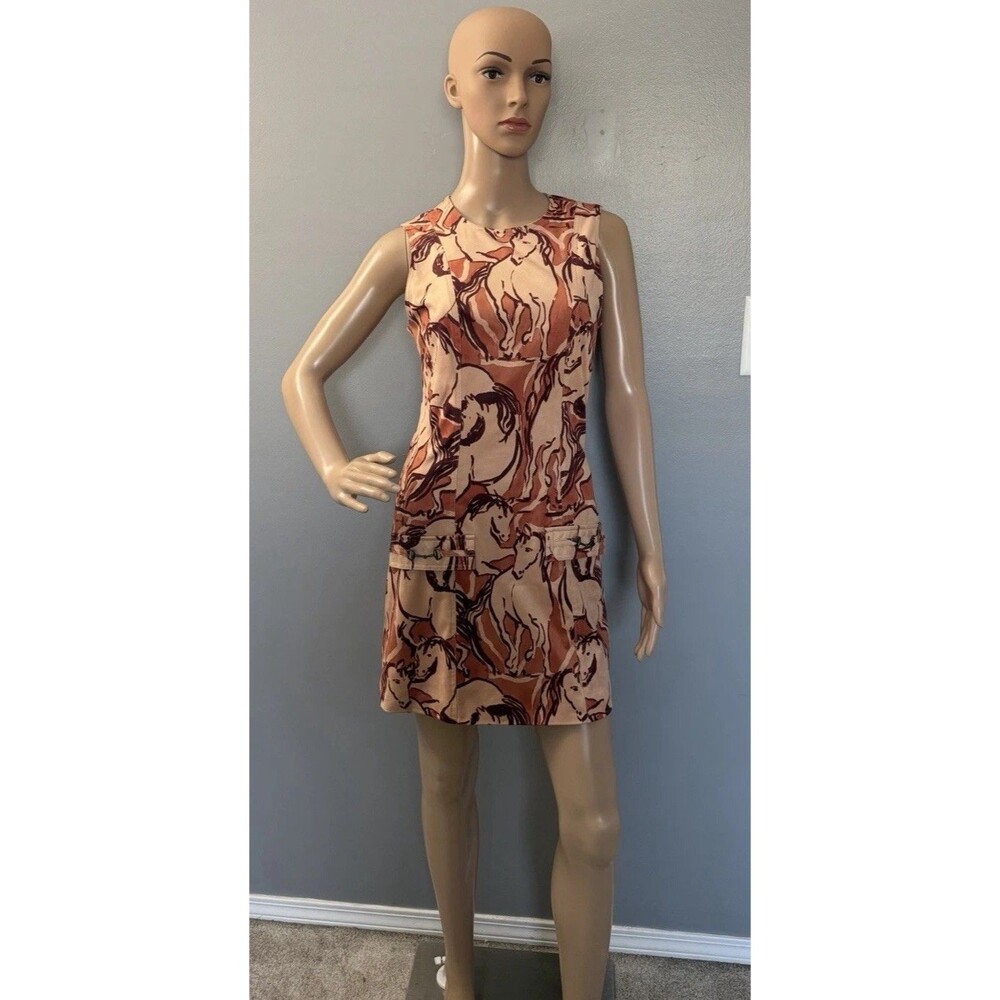 Steve Madden Dress Horse Print Faux Suede Equestrian Western Mini EUC Size 2
